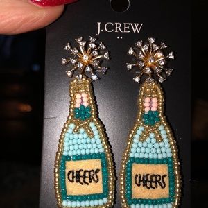 J. Crew Earrings wedding bachelorette party cheers champagne bottle sparkle